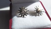 Egyptian Smiling Sun Silver Earrings 